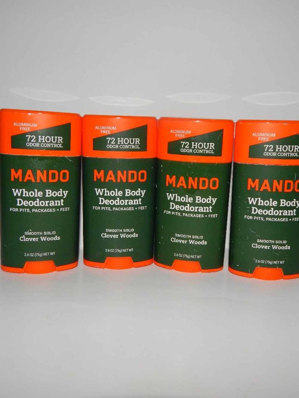 4 Mando Whole Body Deodorant CLOVER WOODS Smooth Solid 2.6oz Ea